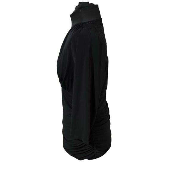 Torrid Rouched Surplice Top Black Lace Back Plus Size 1 - Picture 5 of 8